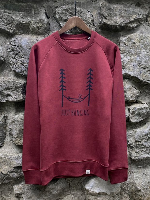 Zachraňte pánský crewneck Just hanging - vínový